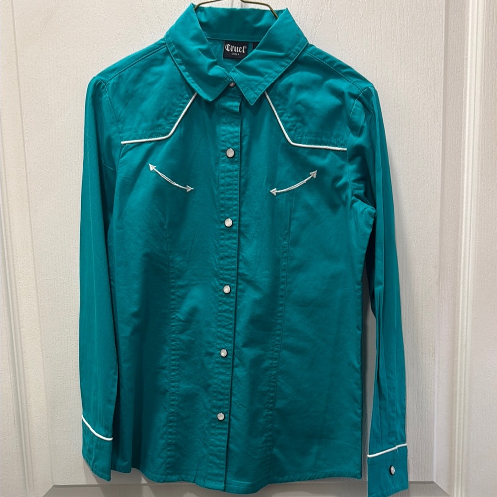 Cruel Western Pearl Snap Shirt with White Piping